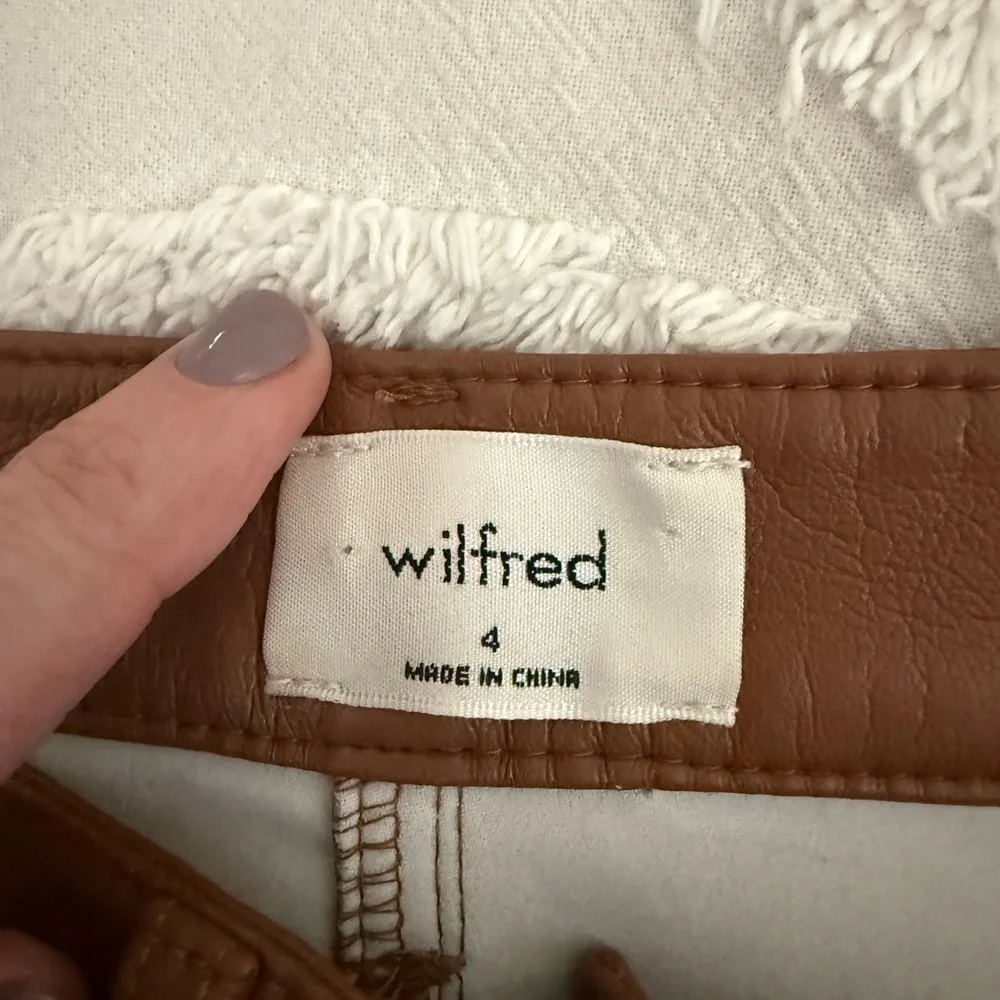 Wilfred Tan Faux Leather Straight Leg Jeans